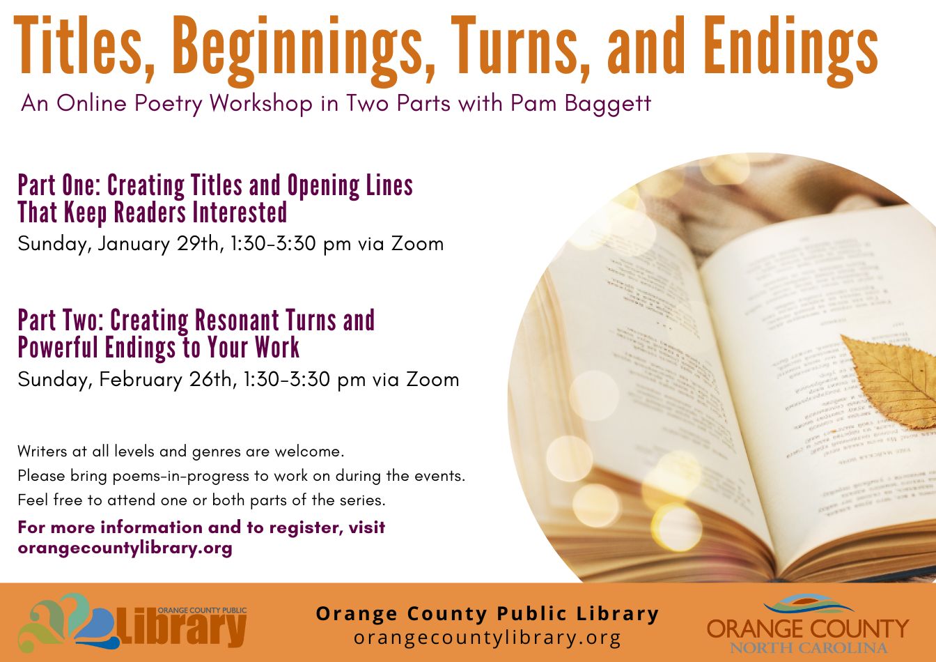 Online Poetry Workshop with Pam Baggett Part 1 Orange County